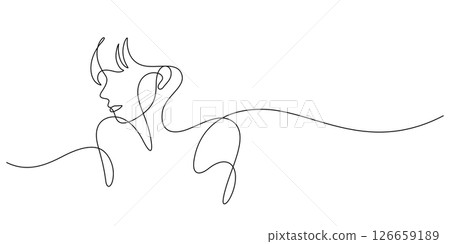 beauty woman posing one line drawing beauty woman posing one line drawing 126659189