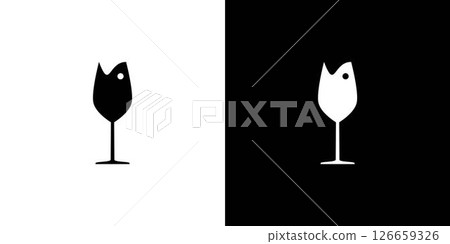 Design of a unique and fun fish and glass logo combination 126659326