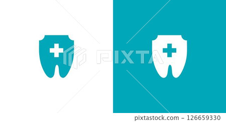 Modern and unique dental protection logo design 126659330
