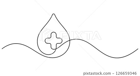 blood donor day cross sign one line continuous minimalism 126659346