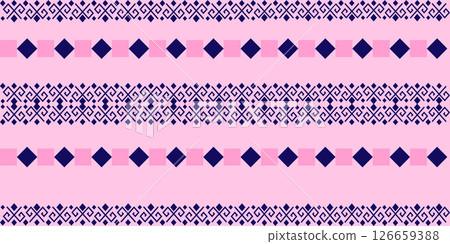 Tribal border design pattern with pink and blue geometric ethnic stripe. Ideal for textile prints,decoration,backgrounds,wallpaper,embroidery Tribal border design pattern with pink and blue geometric ethnic stripe. Ideal for textile prints,decoration,backgrounds,wallpaper,embroidery 126659388