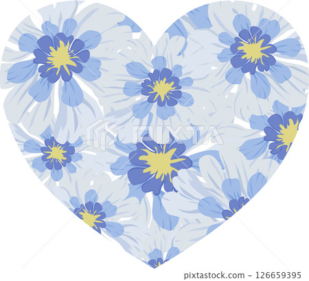 Floral heart shape, blue flowers Floral heart shape, blue flowers 126659395