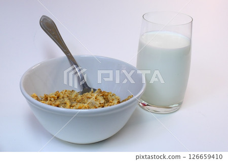 cornflakes in milk, healthy food cornflakes in milk, healthy food 126659410