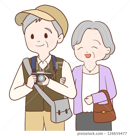 旅行中的老年夫婦（彩色） 126659477