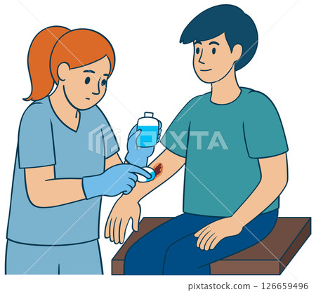 Nurse Treating Patient's Wound in Clinic Setting Nurse Treating Patient's Wound in Clinic Setting 126659496