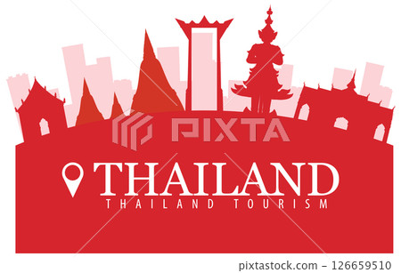 Thailand Tourism Vector Silhouette Illustration 126659510