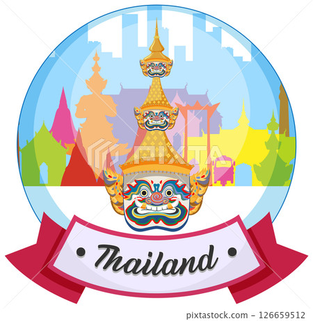 Colorful Thai Cultural Landmark Illustration 126659512