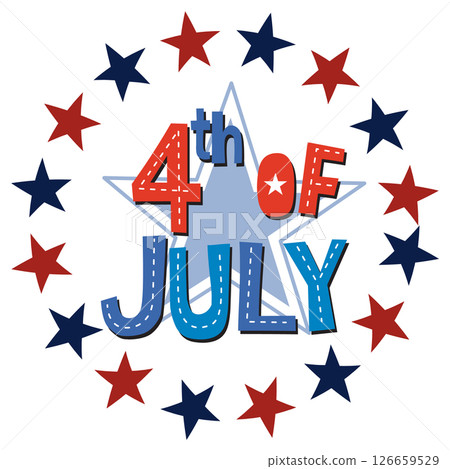 Patriotic 4th of July Star and Text Design 126659529