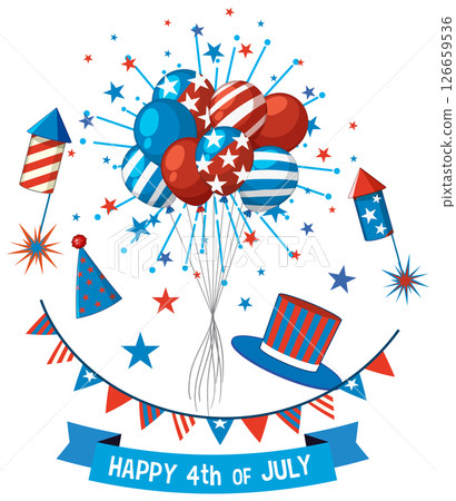 Festive 4th of July Celebration Illustration Festive 4th of July Celebration Illustration 126659536
