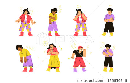 Stylized Characters That Express a Variety of Different Emotions and Feelings Beautifully 126659746