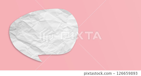 White crumpled speech bubble paper isolated on pink background 126659893