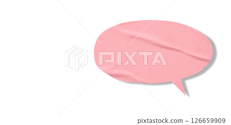 Pink speech bubble crumpled paper isolated on transparent background Pink speech bubble crumpled paper isolated on transparent background 126659909