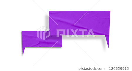 Purple speech bubble crumpled paper isolated on transparent background Purple speech bubble crumpled paper isolated on transparent background 126659913