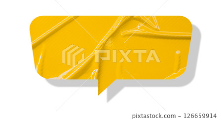 Yellow speech bubble crumpled paper isolated on transparent background 126659914