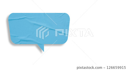 Light blue speech bubble crumpled paper isolated on transparent background 126659915