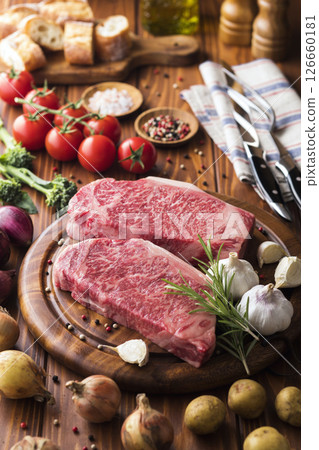 Steak meat / Wagyu beef sirloin Steak meat / Wagyu beef sirloin 126660181