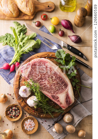 Steak meat / Wagyu beef sirloin 126660589