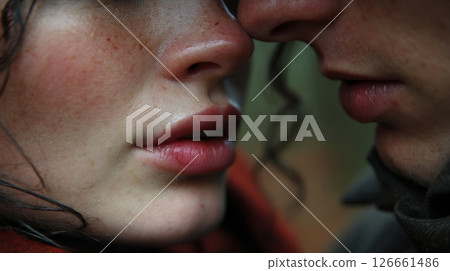 Close Up Romantic Couple Portrait Showing Tender Affection 126661486