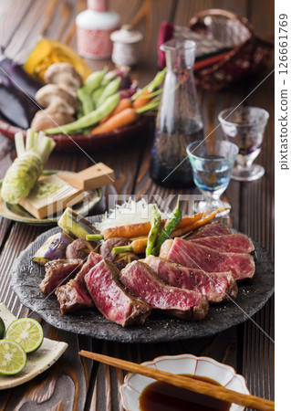 Wagyu beef sirloin steak 126661769
