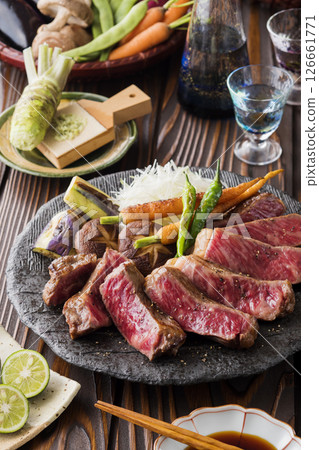 Wagyu beef sirloin steak 126661771