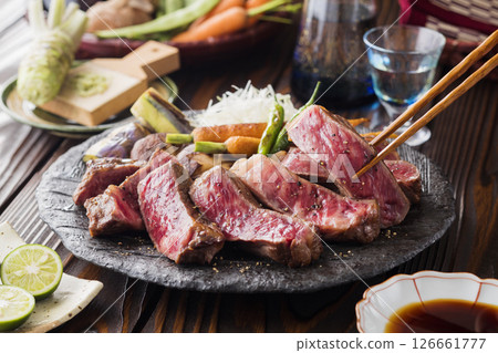 Wagyu beef sirloin steak 126661777