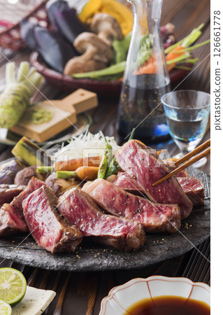Wagyu beef sirloin steak 126661778