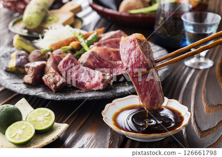 Wagyu beef sirloin steak 126661798