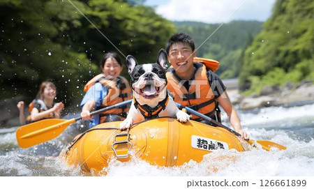 Enjoy river rafting with your dog 126661899