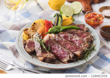 Wagyu beef sirloin steak 126661916