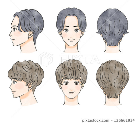 一個男人的頭部髮型插圖 126661934