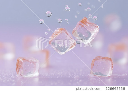 Few ice cubes are floating in the air 126662336