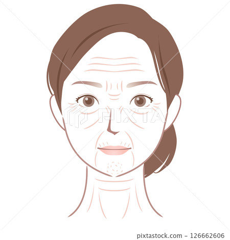A woman's face with wrinkles, types of wrinkles, beauty 126662606
