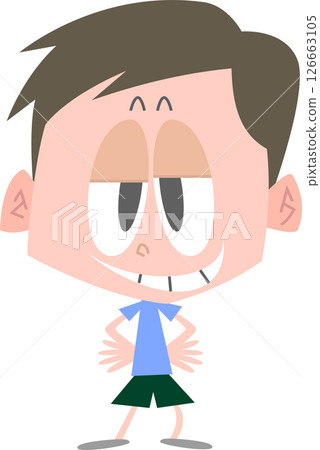 A man with his hands on his hips and grinning. No main line. 126663105