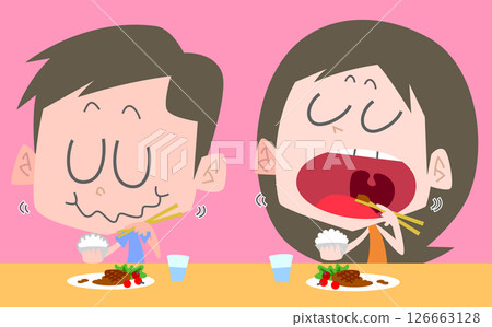 Men and women eating together. No main line. Men and women eating together. No main line. 126663128