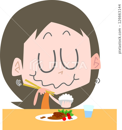 A woman eating a meal. No main line. A woman eating a meal. No main line. 126663144