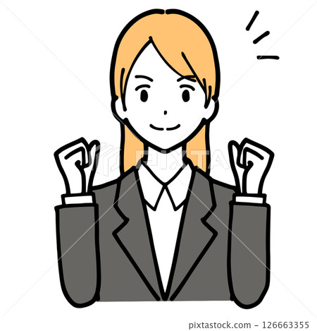 Illustration of a young woman in a suit cheering 126663355