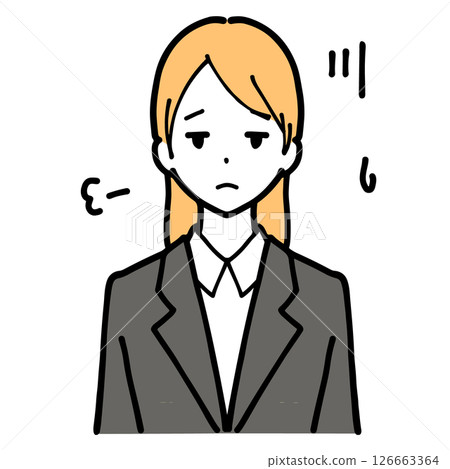 一位身穿西裝的年輕女子因疲勞而嘆息的插圖 126663364
