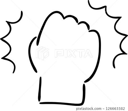 手繪的手、握緊的拳頭、未上漆的線條畫 手繪的手、握緊的拳頭、未上漆的線條畫 126663382