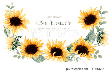向日葵框架畫水彩 126663502