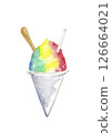 Hawaiian rainbow shaved ice hand-drawn watercolor illustration 126664021