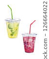 Ginger ale and berry drink hand-drawn watercolor illustration 126664022