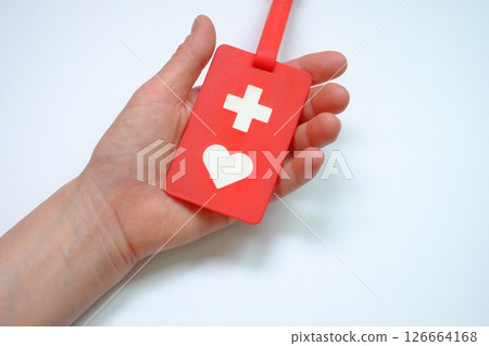 Help sign and woman's hand 126664168