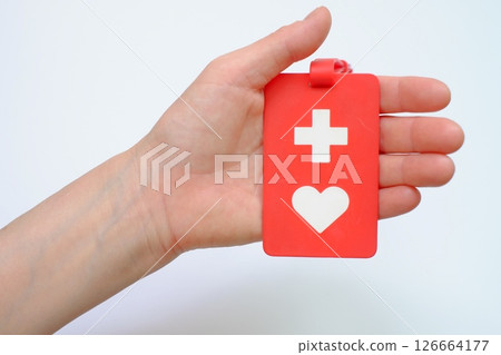 Help sign and woman's hand 126664177