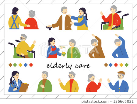 Elderly care illustration material collection 126665021