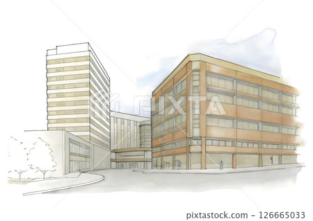 手繪建築草圖 手繪建築草圖 126665033