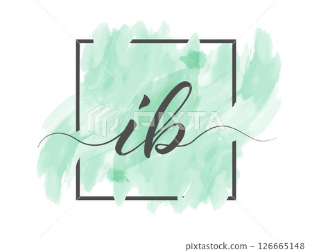 Calligraphic lowercase letters I and B are written in a solid line on a colored background in a frame Calligraphic lowercase letters I and B are written in a solid line on a colored background in a frame 126665148