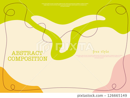 Abstract background with deformed shape and sinuous lines. Simple color composition. Template for posters, posters, banners, covers Abstract background with deformed shape and sinuous lines. Simple color composition. Template for posters, posters, banners, covers 126665149