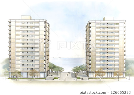 Hand-drawn apartment architectural sketch 126665253