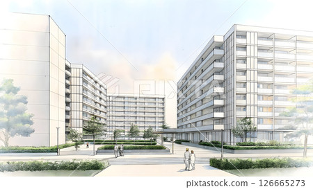 Hand-drawn apartment architectural sketch 126665273