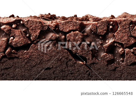 Chocolate brownie texture on transparent background. AI-generated item 126665548